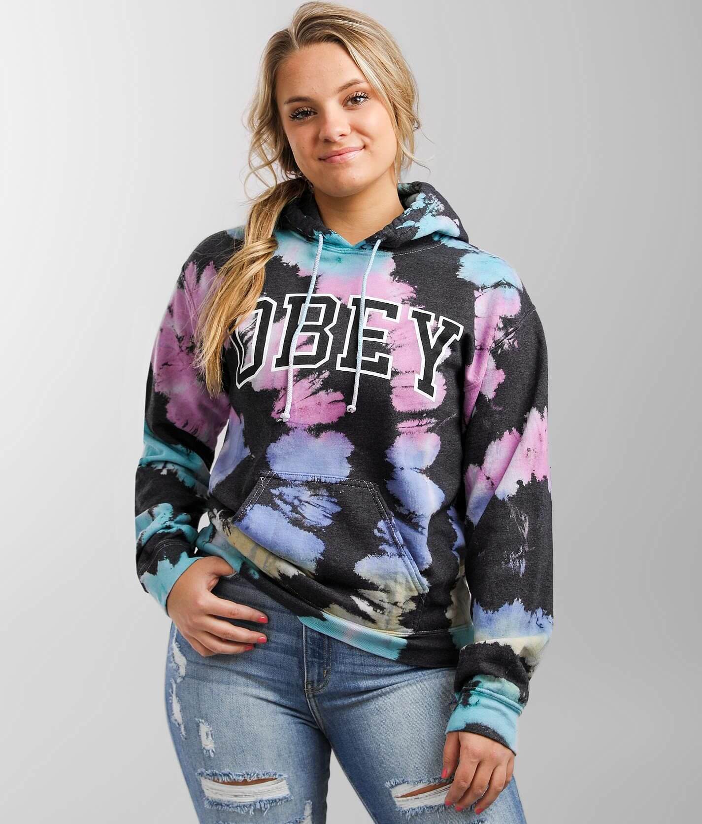 OBEY Academic Tie Dye Hooded Sweatshirt Women s Sweatshirts in