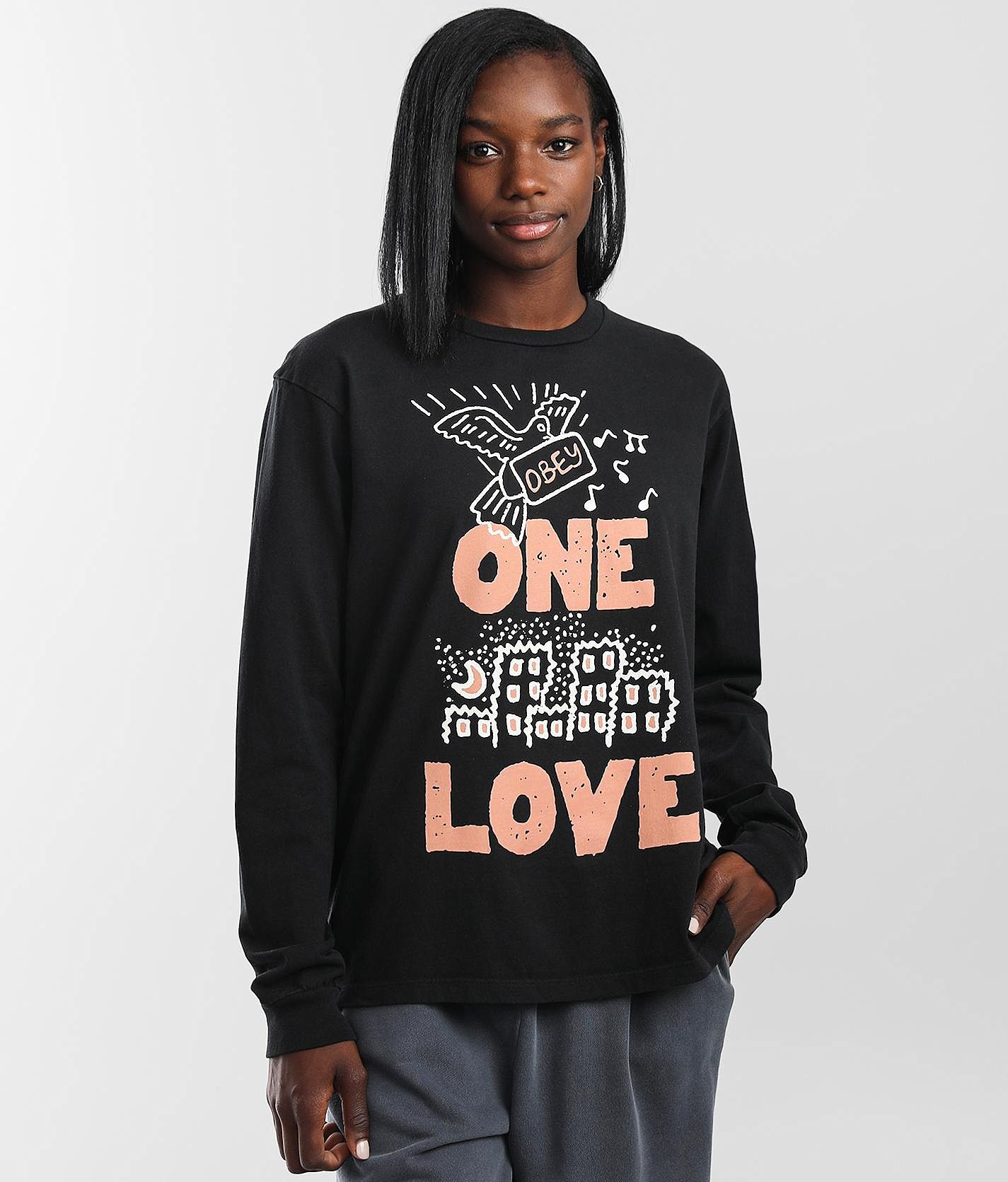 OBEY One Love T-Shirt - Women\'s T-Shirts in Off Black | Buckle