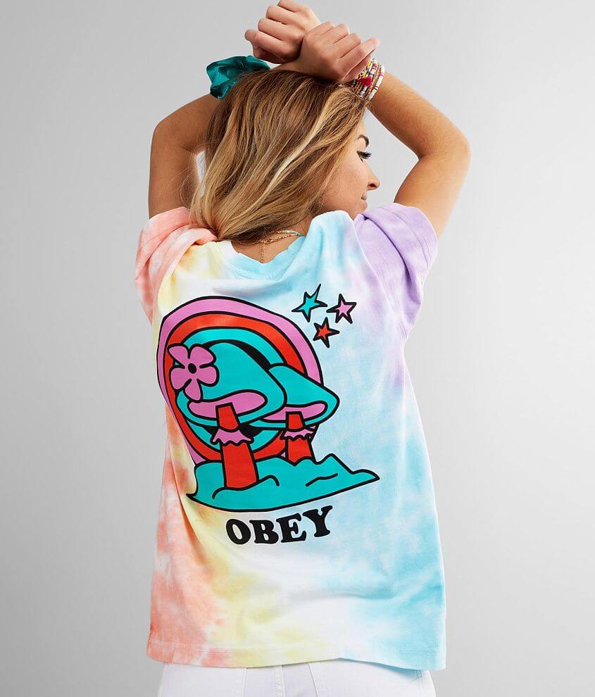 Obey Happy Land T Shirt Women S T Shirts In Pastel Watercolor Buckle