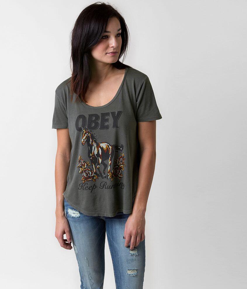 OBEY Mustang Roses T-Shirt front view