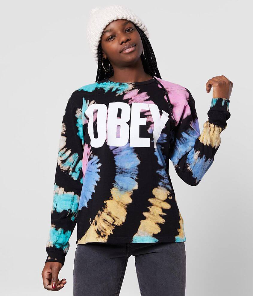Image of OBEY Mom Jeans Tie Dye T-Shirt