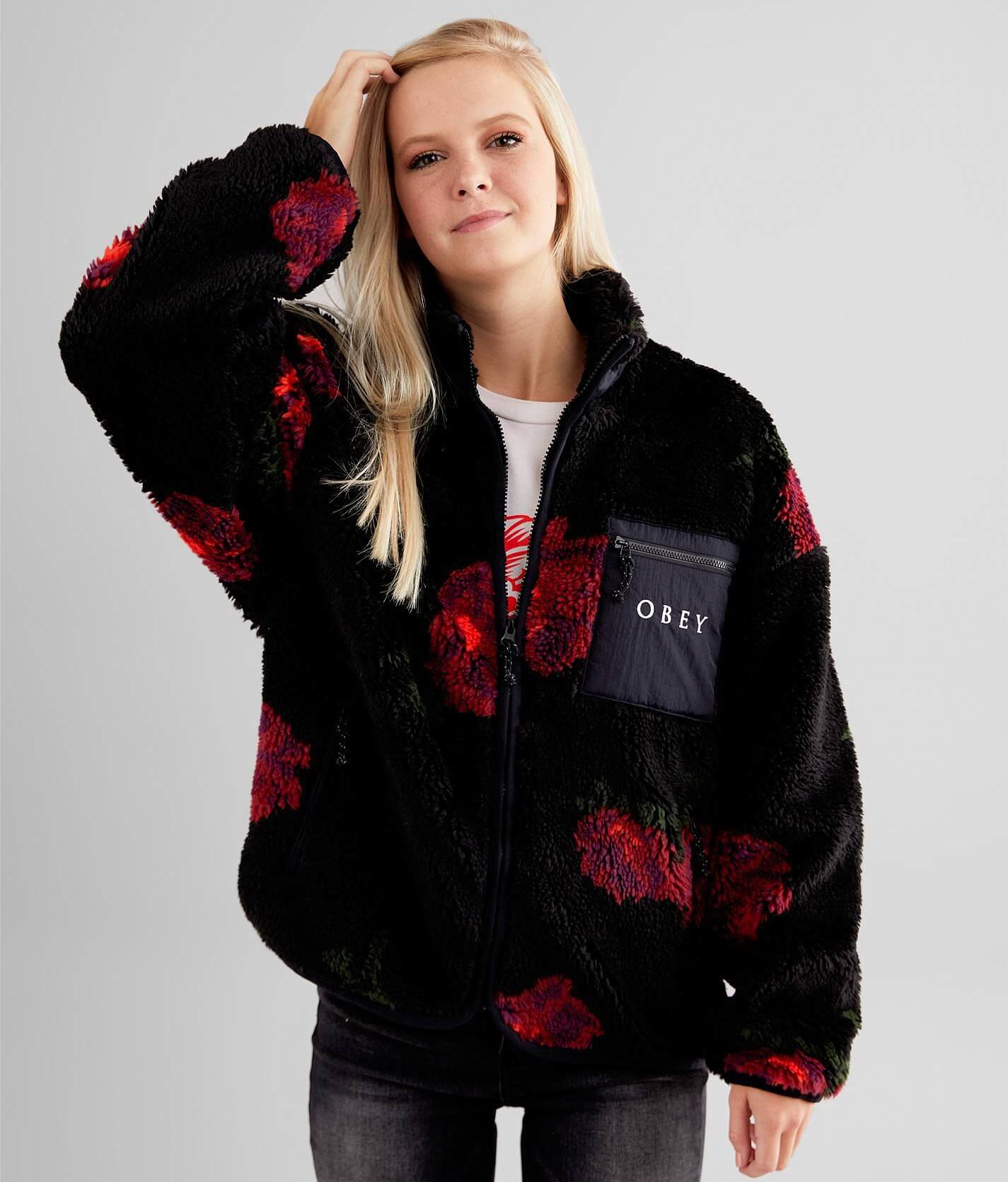 OBEY Mesa Sherpa Jacket - Women's Coats/Jackets in Black Multi