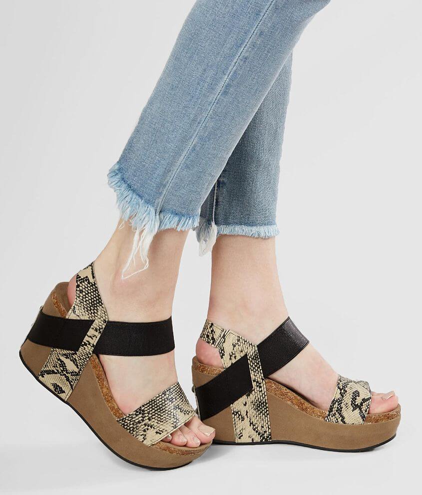 Pierre Dumas Hester Snakeskin Wedge Sandal front view