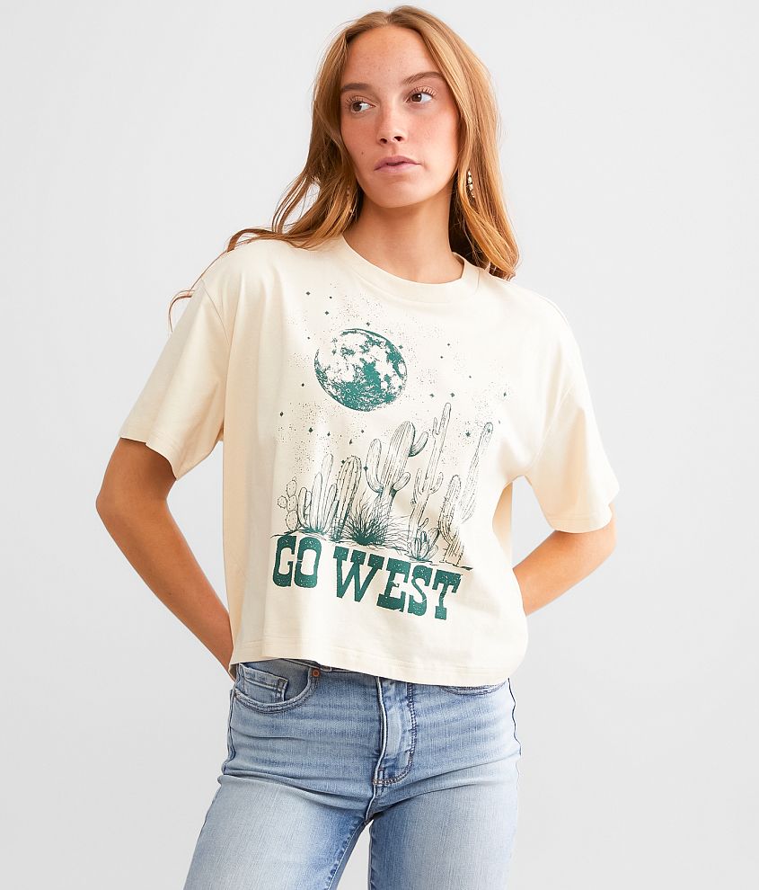 Modish Rebel Go West Celestial Cropped T-Shirt front view