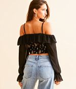 売れ筋商品|||ベルディーニ カットソー トップス レディース Women's Embellished Cold-Shoulder Top Black Cherry Willow & Root Metallic Floral Cold Shoulder Top - Women's