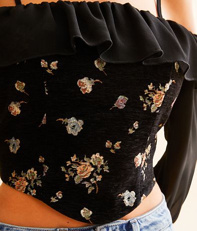 Willow &amp; Root Metallic Floral Cold Shoulder Top MISC_DETAIL_2