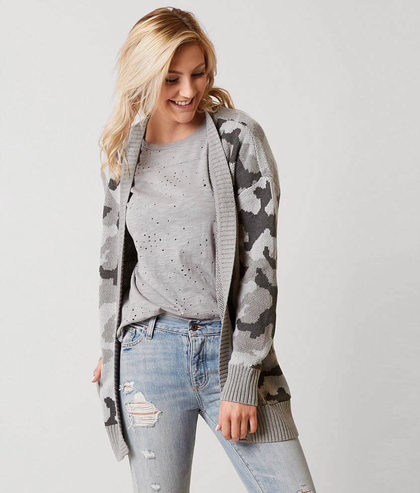 Daytrip Camo Cardigan Sweater - Women's Sweaters in Grey Camo | Buckle