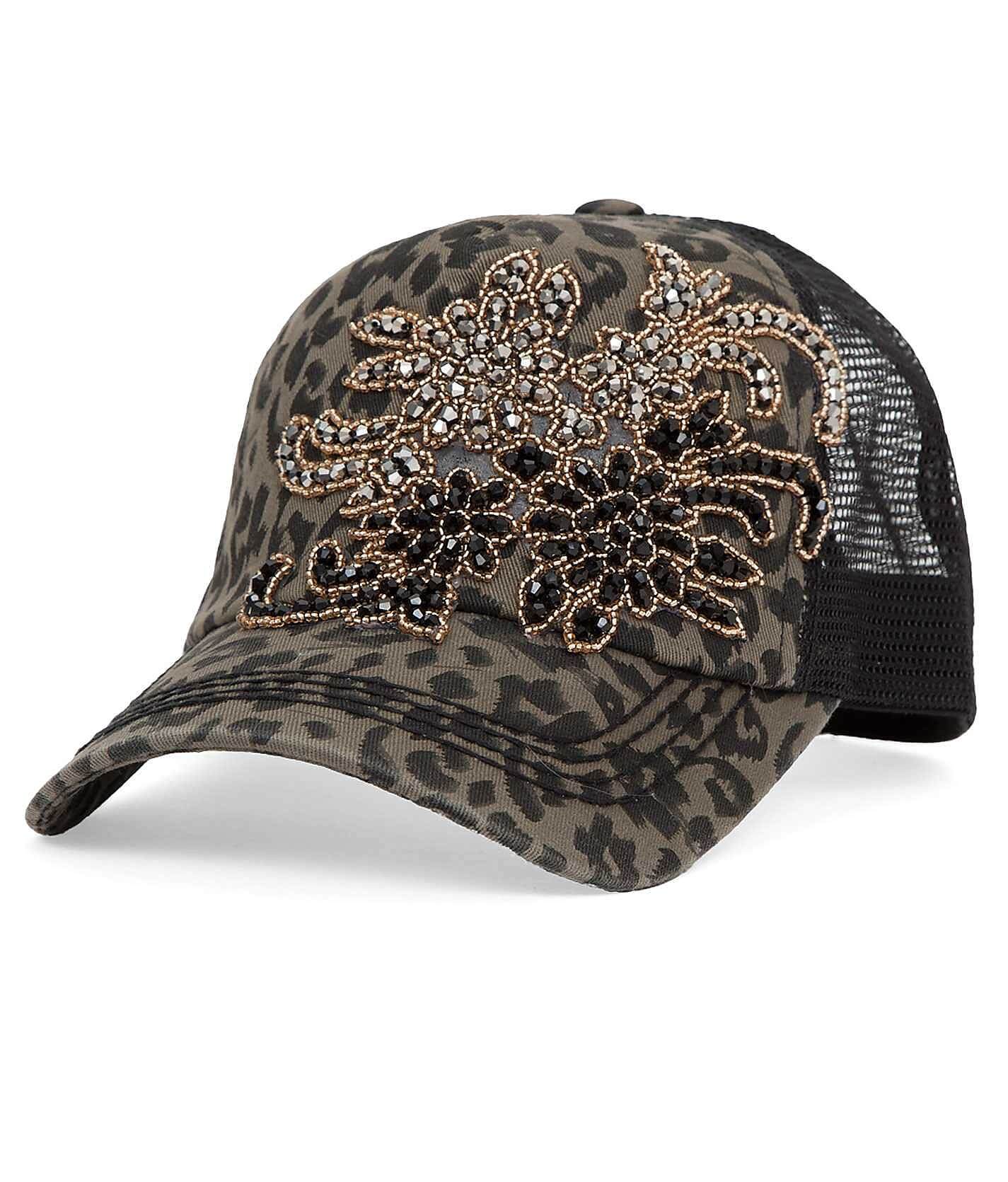 Olive & Pique Bling Trucker Hat - Women's Hats in Grey Leopard