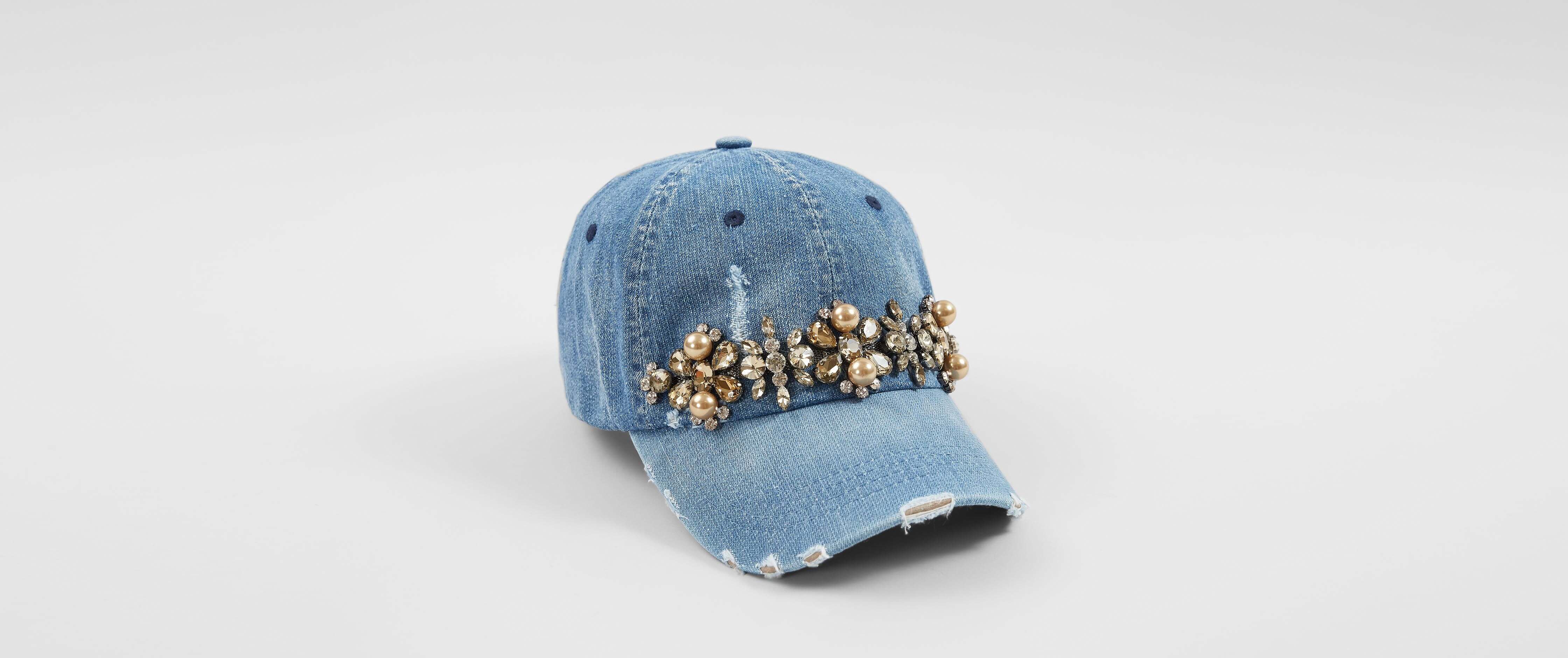 Olive Pique Denim Baseball Hat Women's Hats in Denim Buckle