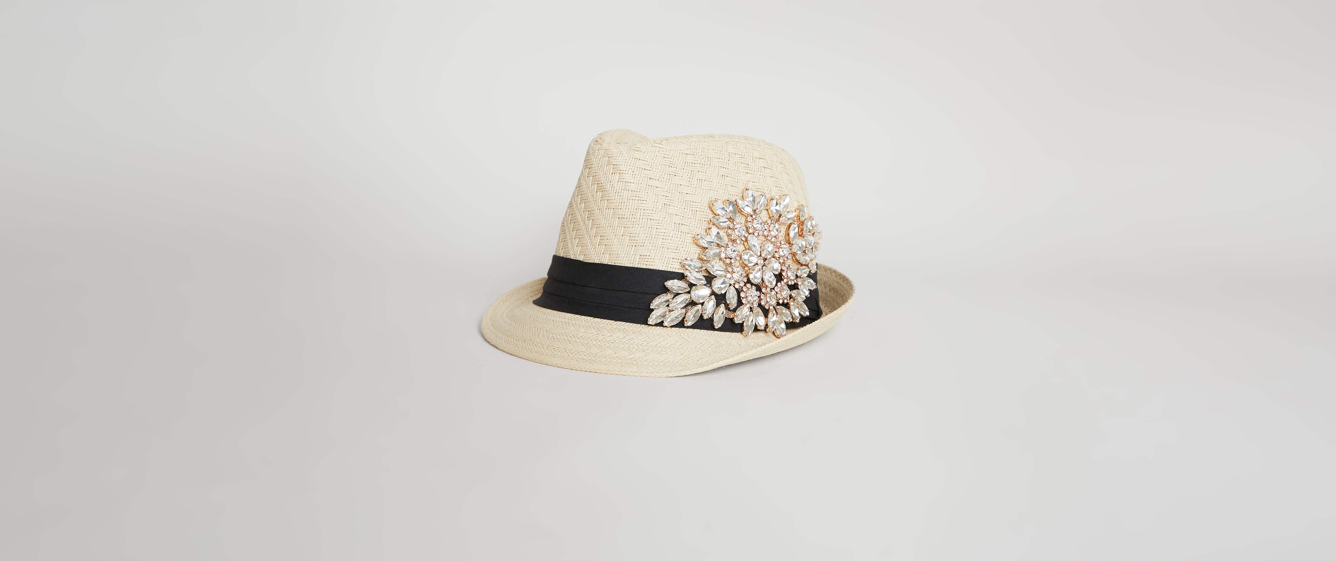 Olive & Pique Rhinestone Fedora - Clothing in Natural | Buckle display picture 1