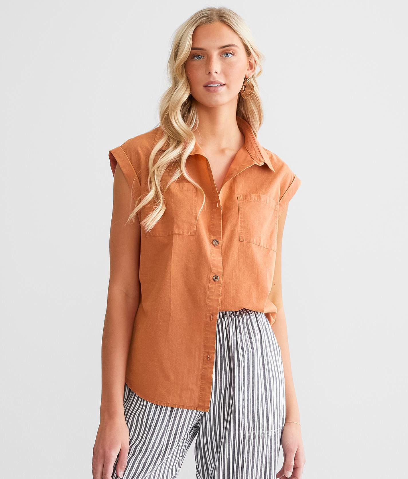 MNK Woven Washed Shirt - Women's Shirts/Blouses in Apricot Tan