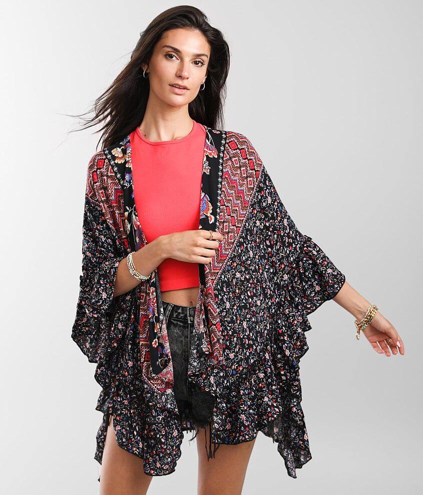 Famers Market Multi Print Kimono front view