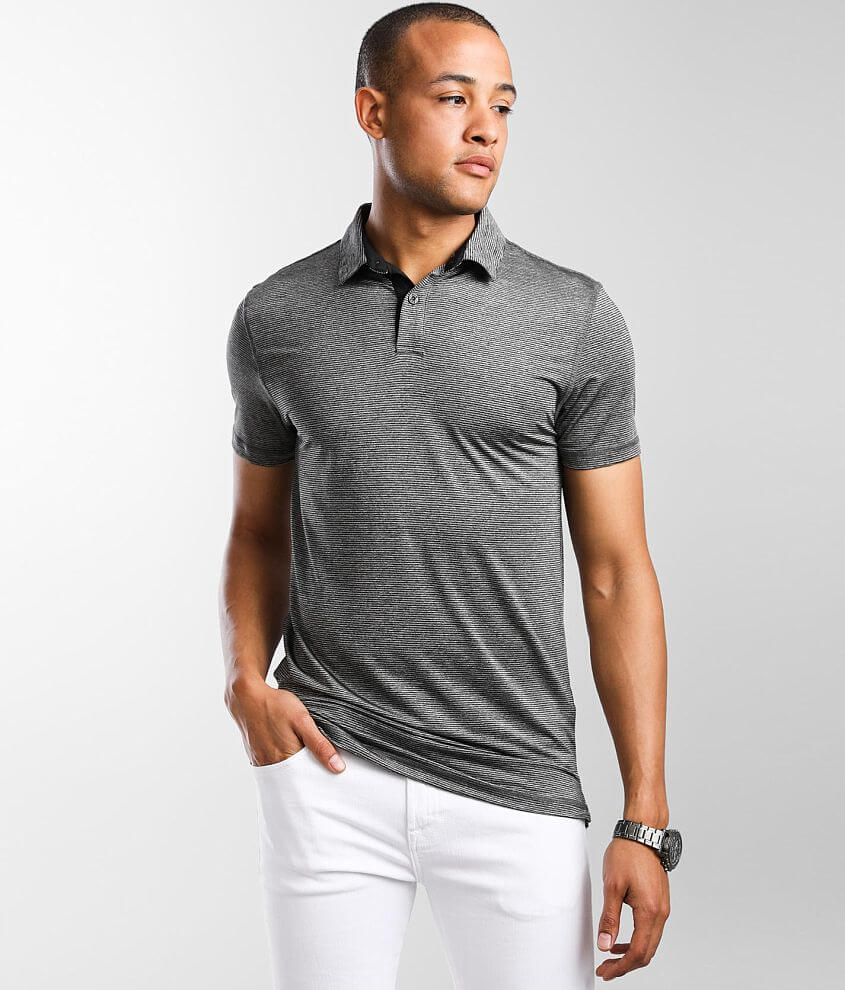 BKE Mini Striped Performance Stretch Polo - Men's Polos in Black | Buckle