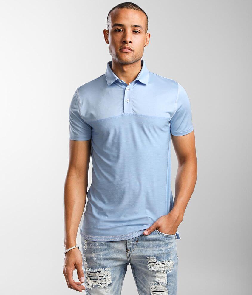 BKE Pieced Performance Stretch Polo - Men's Polos in Light Blue | Buckle