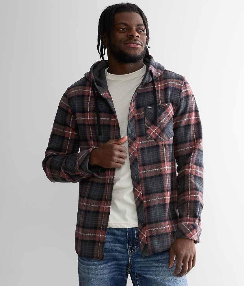 O'Neill Clayton Hooded Flannel Shirt - Men's Shirts in Mahogany