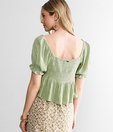 O&apos;Neill Isabel Eyelet Peplum Top BACK