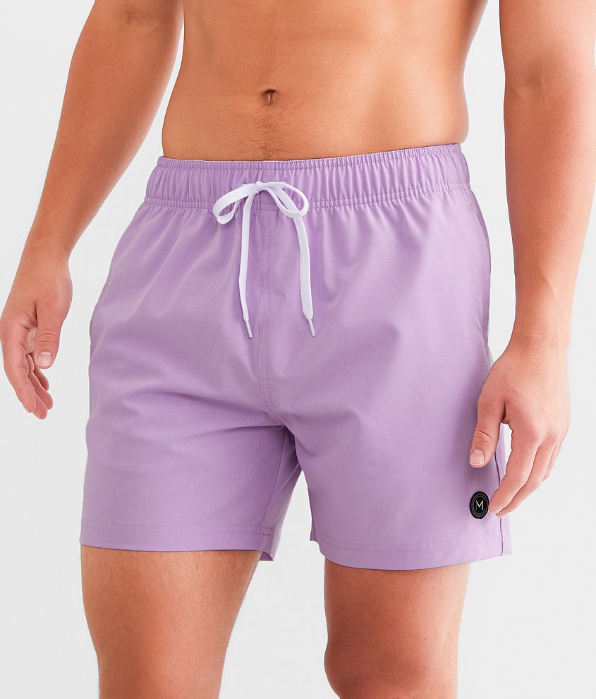 Maven Co op Solid Stretch Swim Trunks Purple Medium 5 Inseam Men s