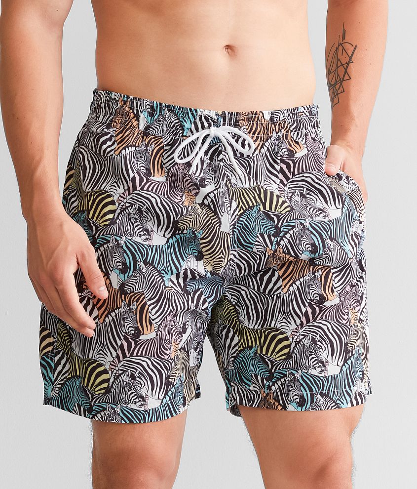 Trunks Surf Swim Co. Zebra Collage Swim Trunks Men s Swimwear in Black Buckle