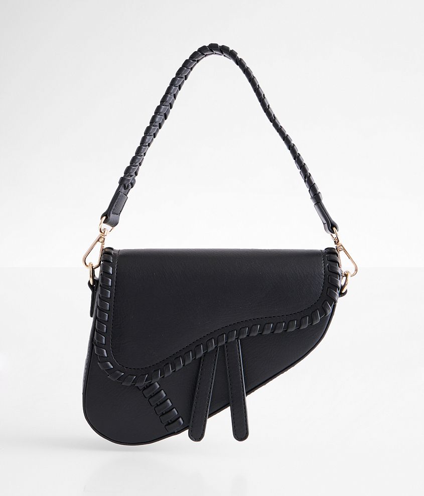 black faux leather purse