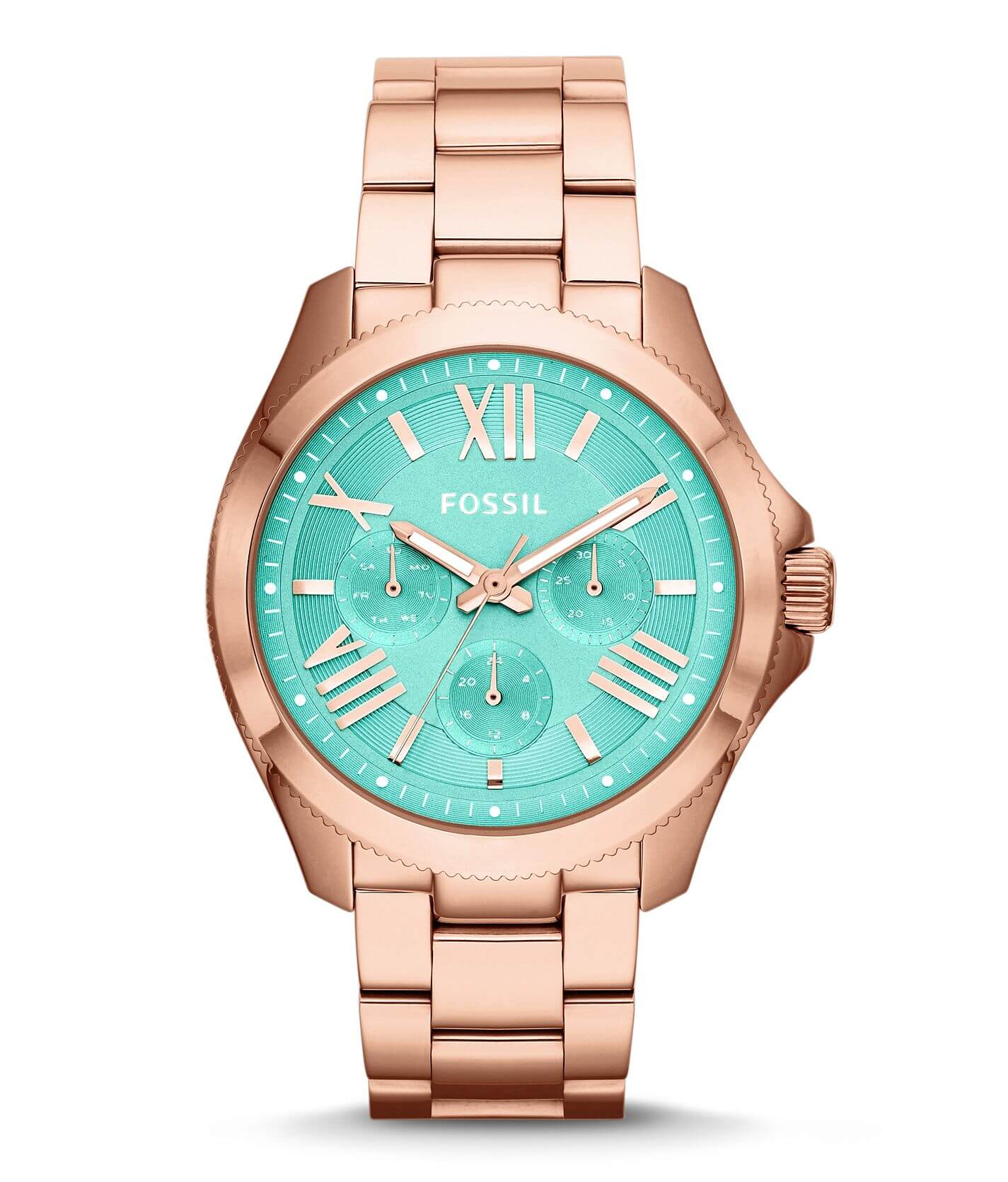 Women\'s Turquoise Blue Leather Strap Watch with Rose Gold Case Turquoise Leather Strap Watch with Rose Gold Case main image 3