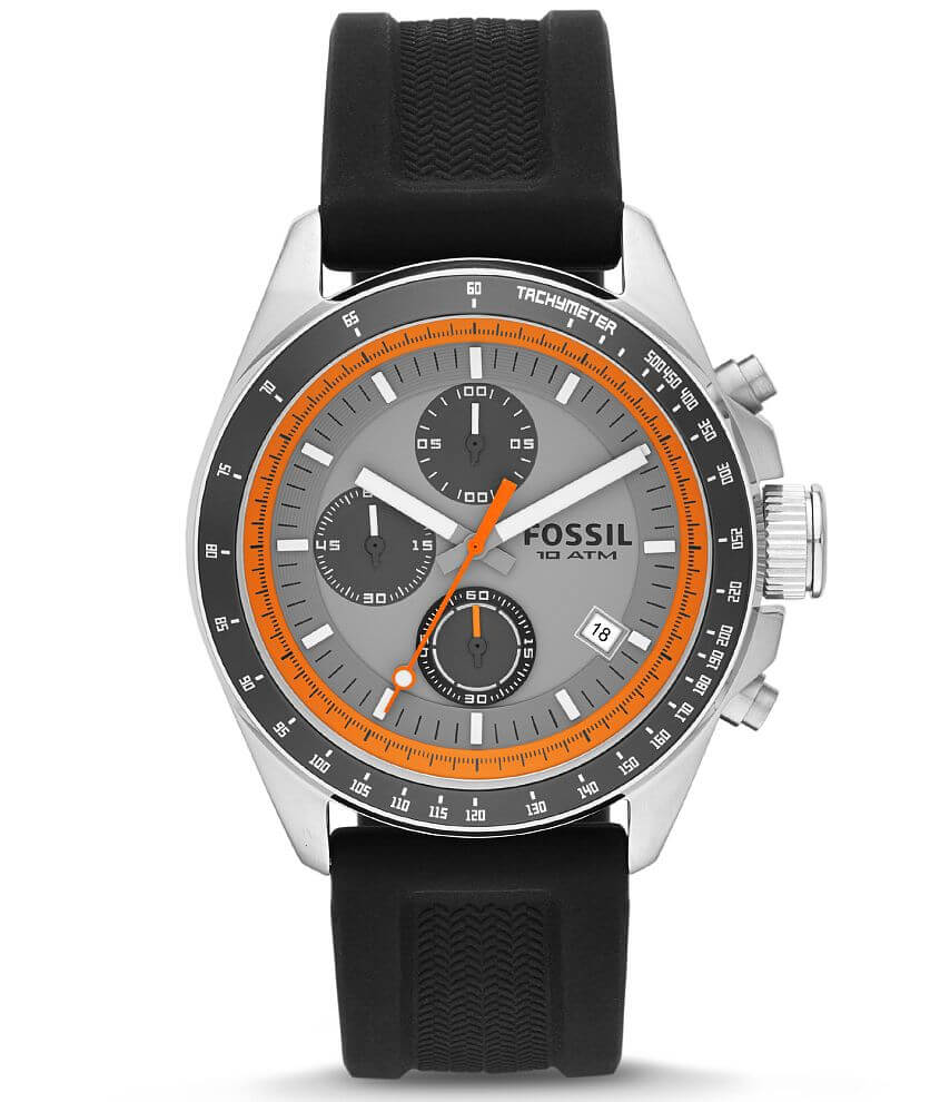 Fossil Decker Chronograph Watch - Men's Watches in Black | Buckle