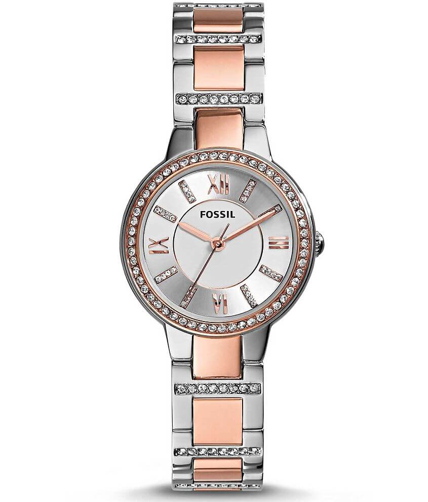 Fossil Virginia Watch Women's Watches in Silver Rose Gold Buckle