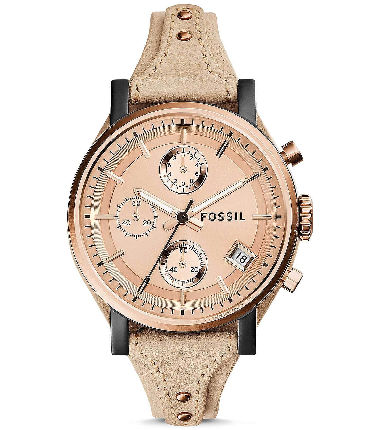 Fossil菜々緒さん着用モデルORIGINALBOYFRIEND　ES3838 Original Boyfriend Chronograph Navy Leather Watch - ES3838