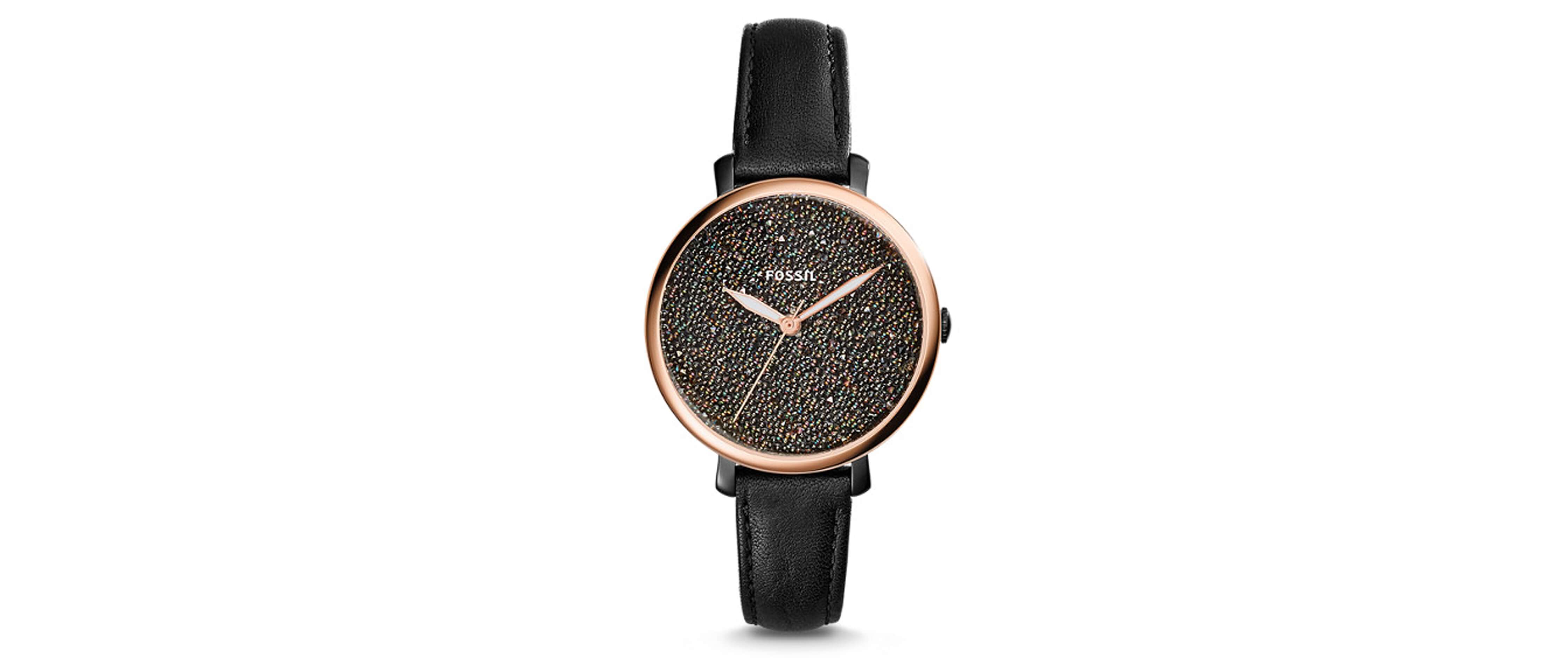 Fossil Jacqueline Watch - Clothing in Black Rose Gold | Buckle