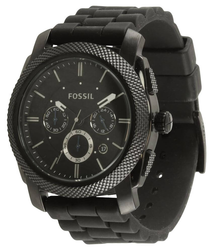 Fossil machine chronograph black best sale silicone watch