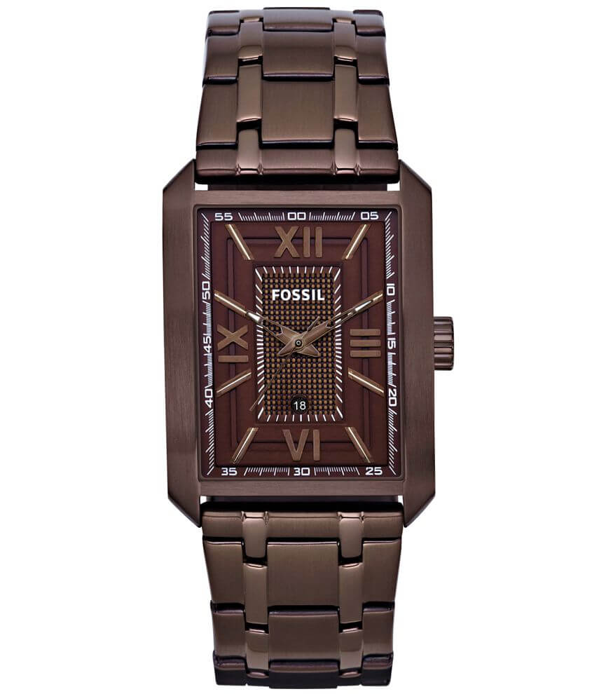 Fossil Square Case Watch Men's Watches in Brown Buckle
