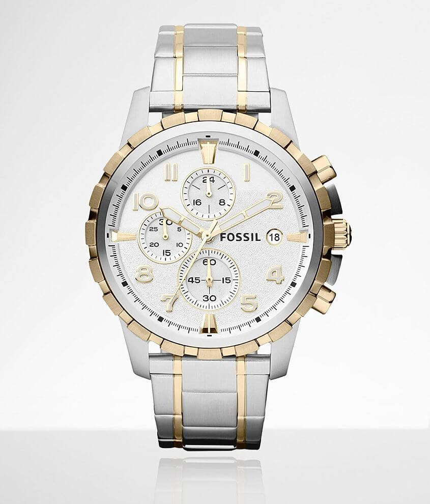 Fossil Two Tone Stainless Steel Watch Men s Watches in Silver