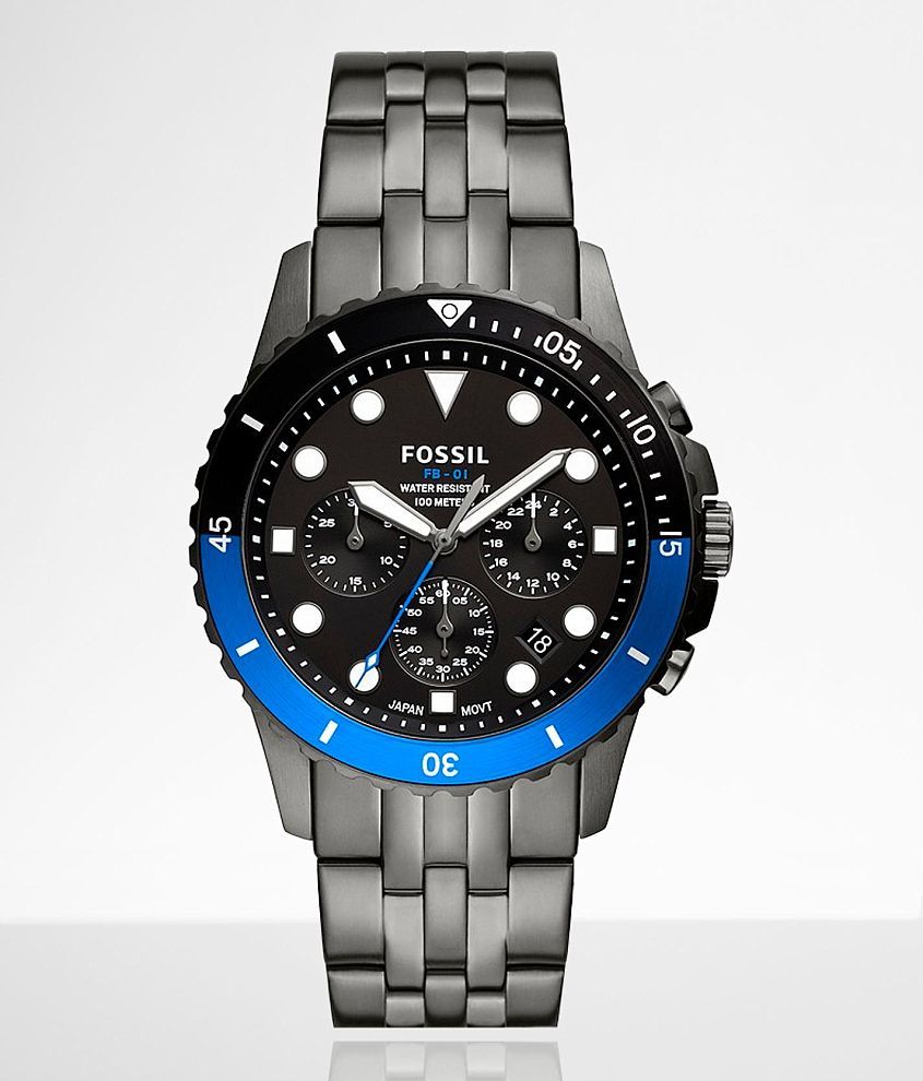 Fossil Chrono Black & Blue Watch front view