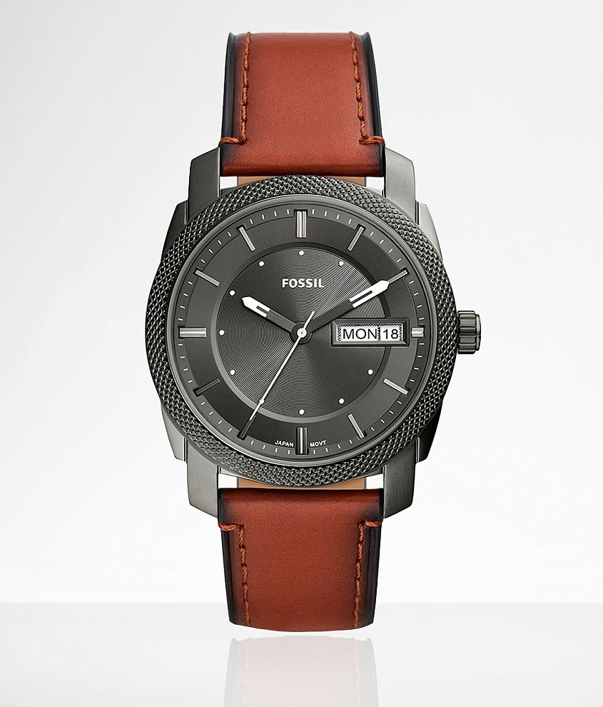 Fossil Machine Leather Watch Men's Watches in Brown Buckle