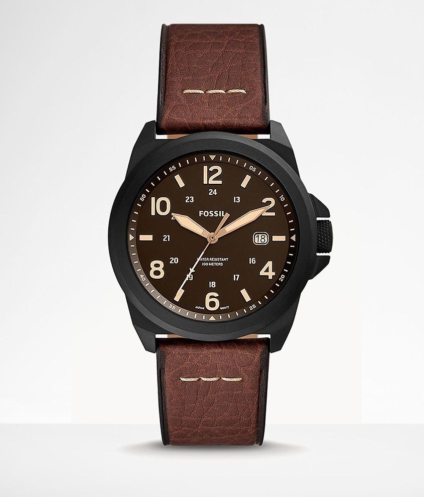 Fossil Bronson Leather Watch front view