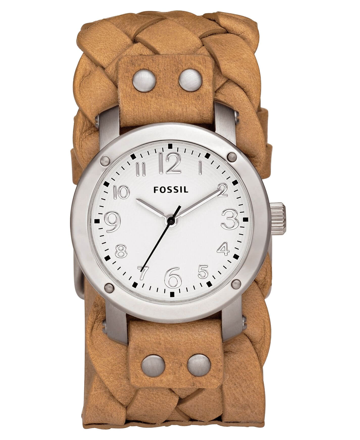 Fossil watch with outlet leather band womens