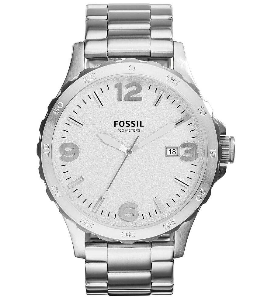 Fossil nate shop brushed steel watch