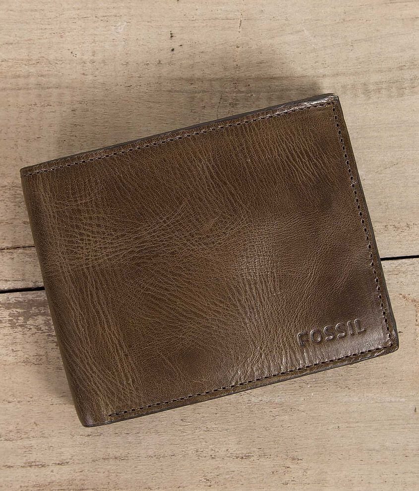 Fossil Men's Large Derrick Coin Pocket Bifold Leather Wallet - Brown