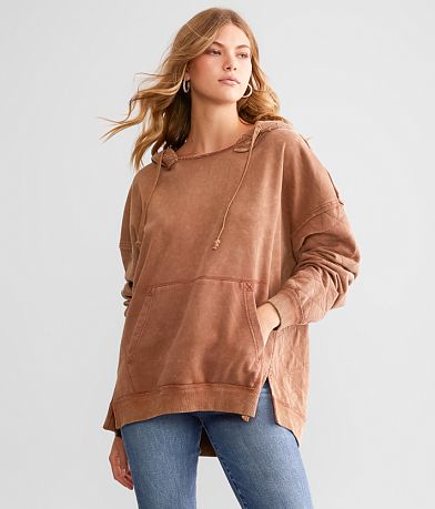 BKE Raw Edge Hooded Sweatshirt front view