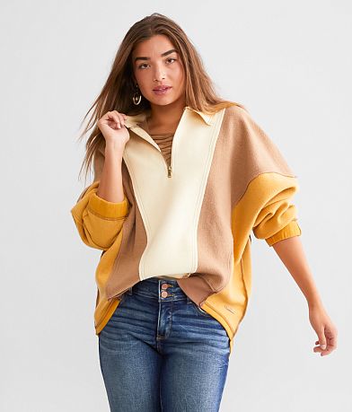 BKE Color Block Quarter Zip Pullover front view