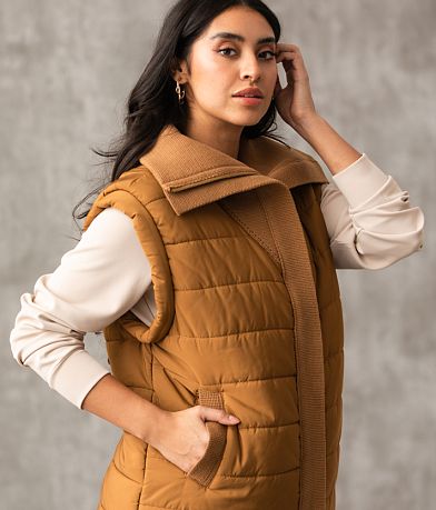 Buckle Black Collared Puffer Vest misc detail 1 view