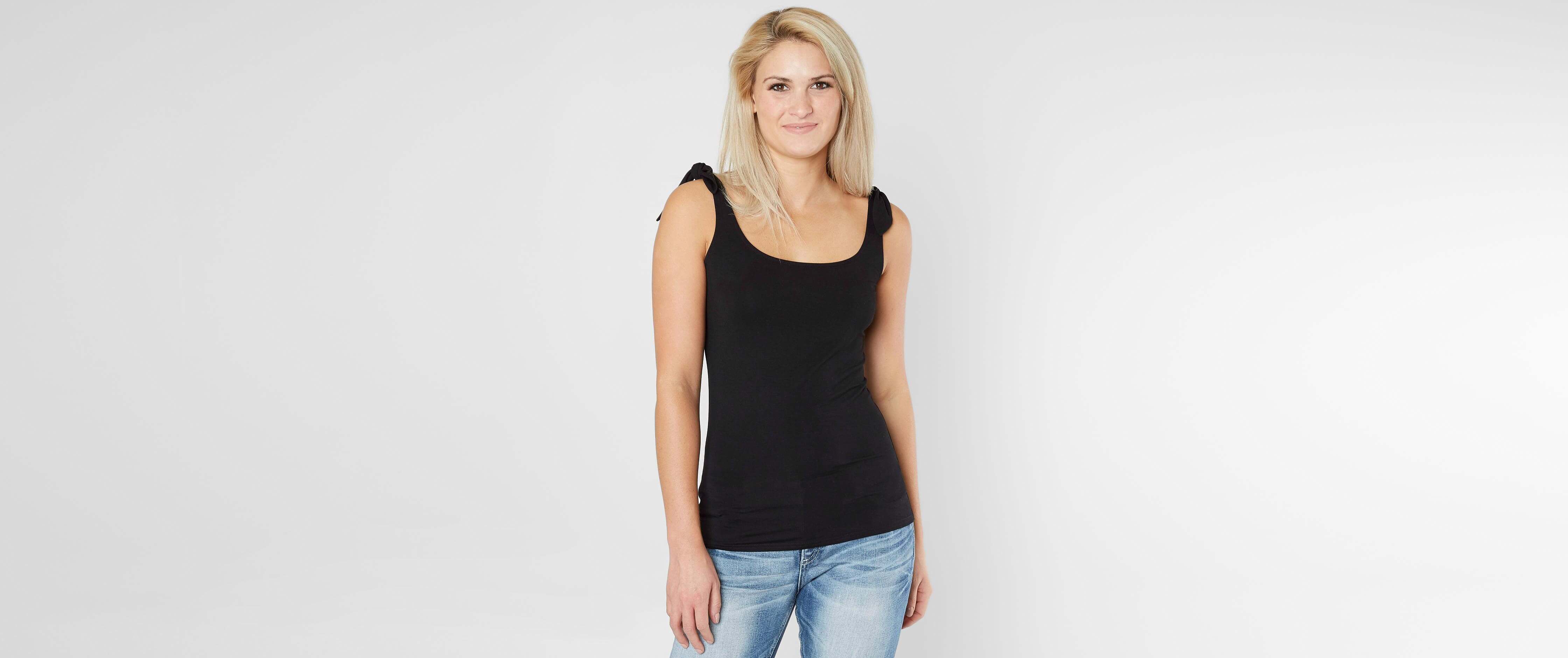 Image of red by BKE Faux Tie Tank Top