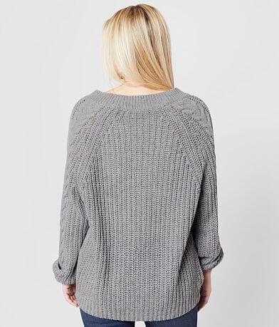 Daytrip Chunky Knit V-Neck Pullover Sweater BACK