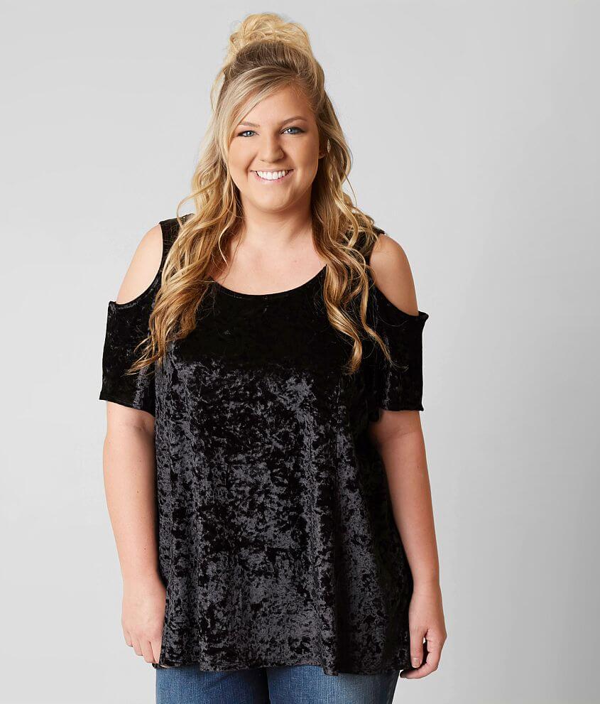 paper &#43; tee Velvet Top - Plus Size Only front view