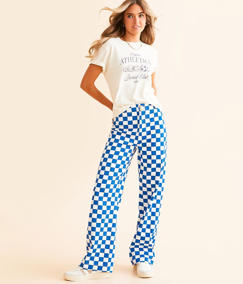 DH Apparel High Rise Wide Leg Checkerboard Pant