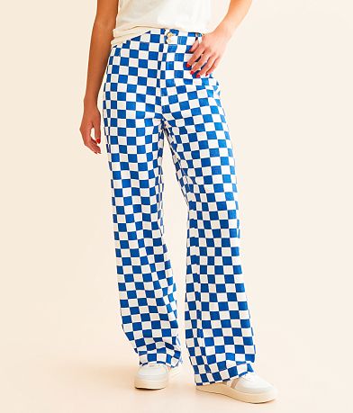 DH Apparel High Rise Wide Leg Checkerboard Pant FULL_LEFT_SIDE
