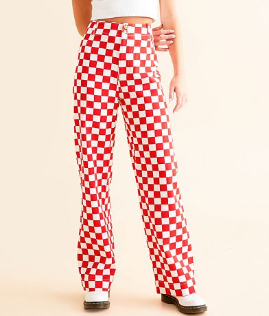 DH Apparel High Rise Wide Leg Checkerboard Pant front view