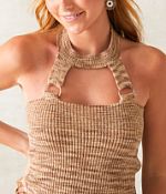 トップス todayful Halterneck Knit Tops 33 Coastal Halter Neck Cropped Sweater Knit Tank Top