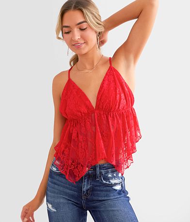 Willow & Root Lace Cropped Tank Top front view