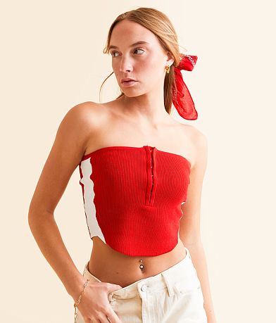DH Apparel Varsity Striped Tube Top front view