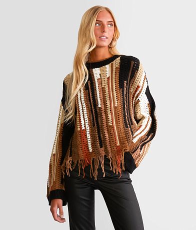 Gilded Intent Fringe Cropped Sweater front view